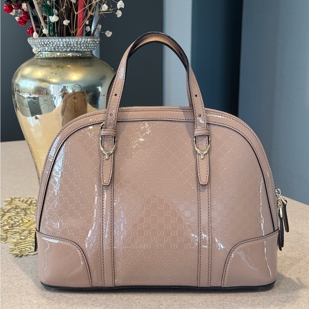 Authentic Gucci Patent Microguccissima Dome Bag
